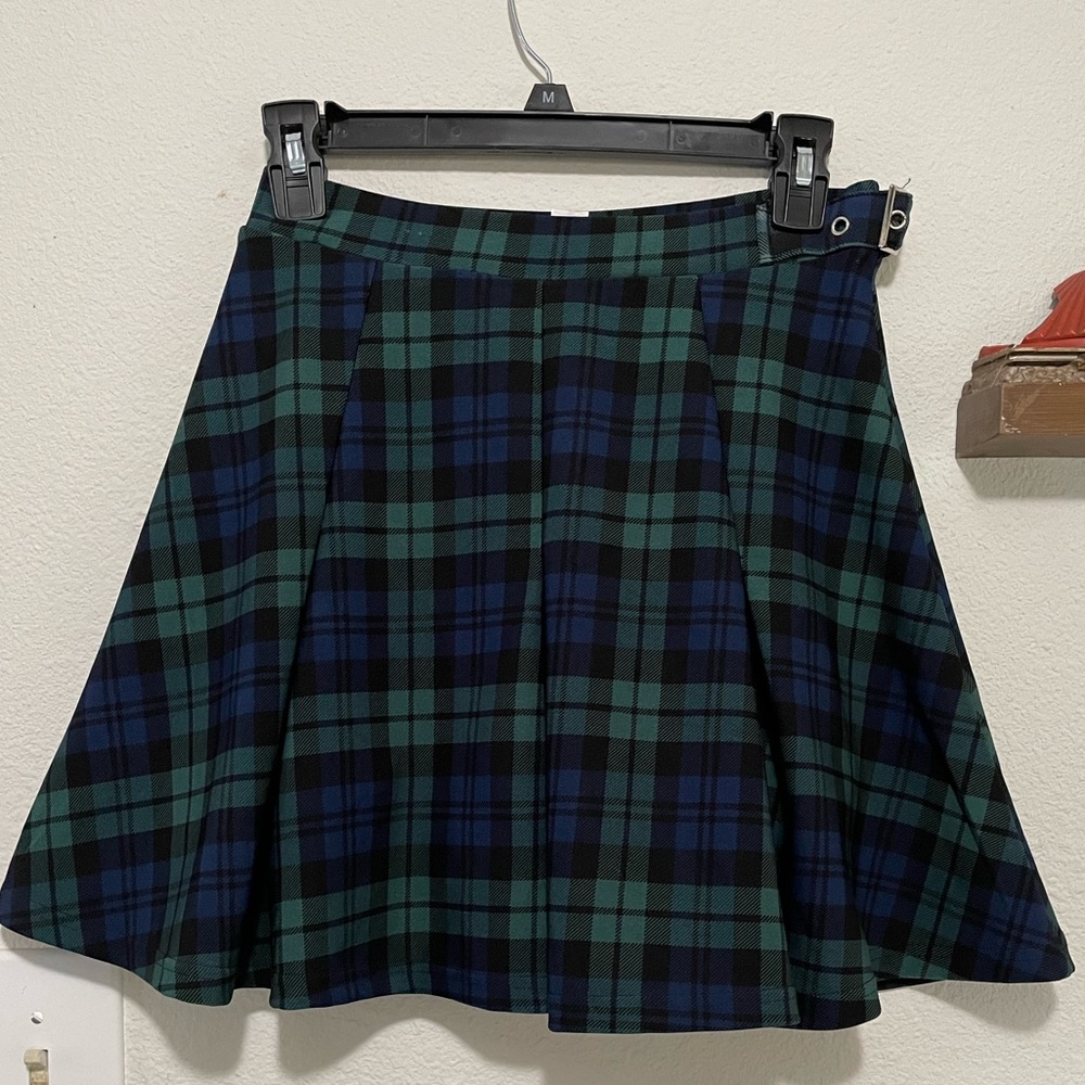 I BELIEVE  Plaid Green and Blue Women's Skirt